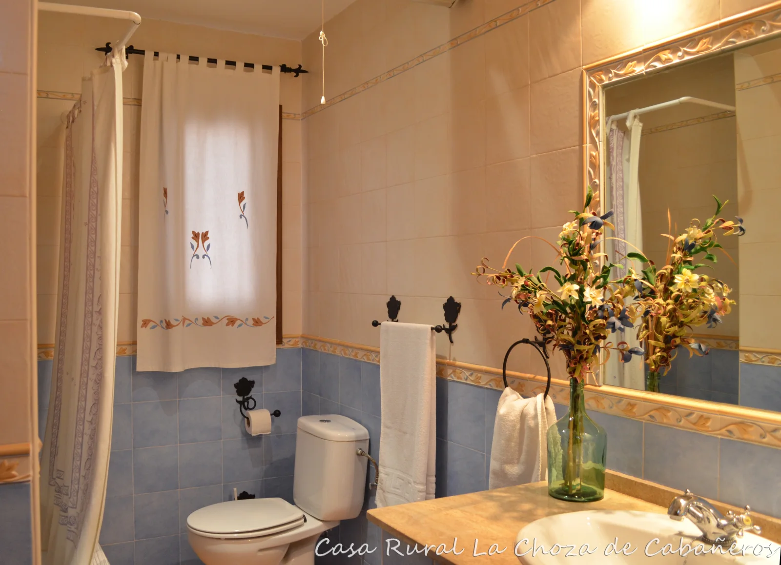 Baño completo de una de las habitaciones · La Choza de Cabañeros