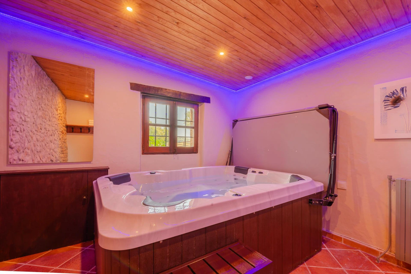 Jacuzzi interior en la sala spa de la zona turística de Can Vicens. · Can Vicens