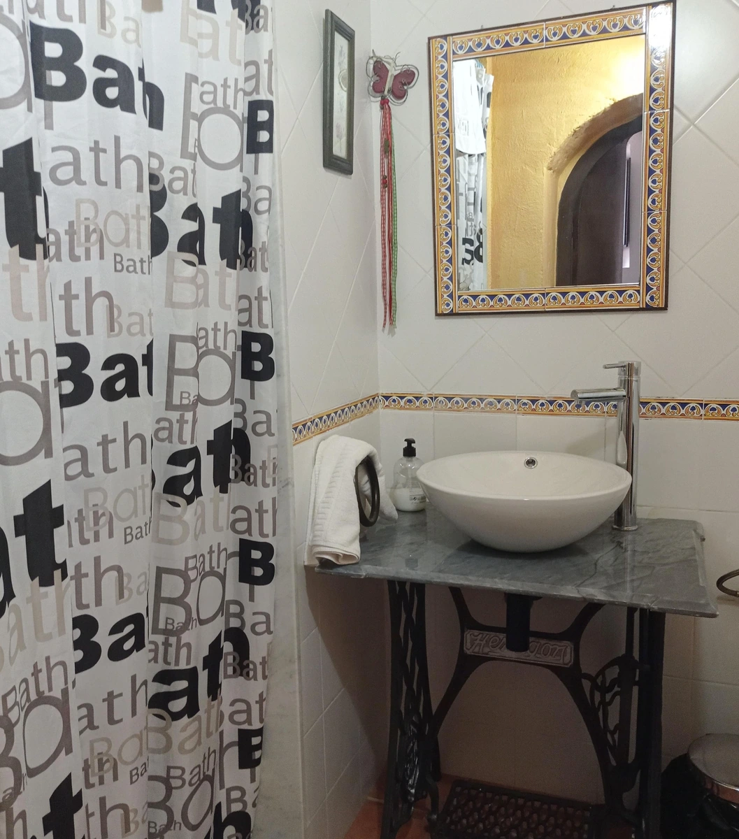 Patufet: baño con lavabo y ducha · Mas Violella