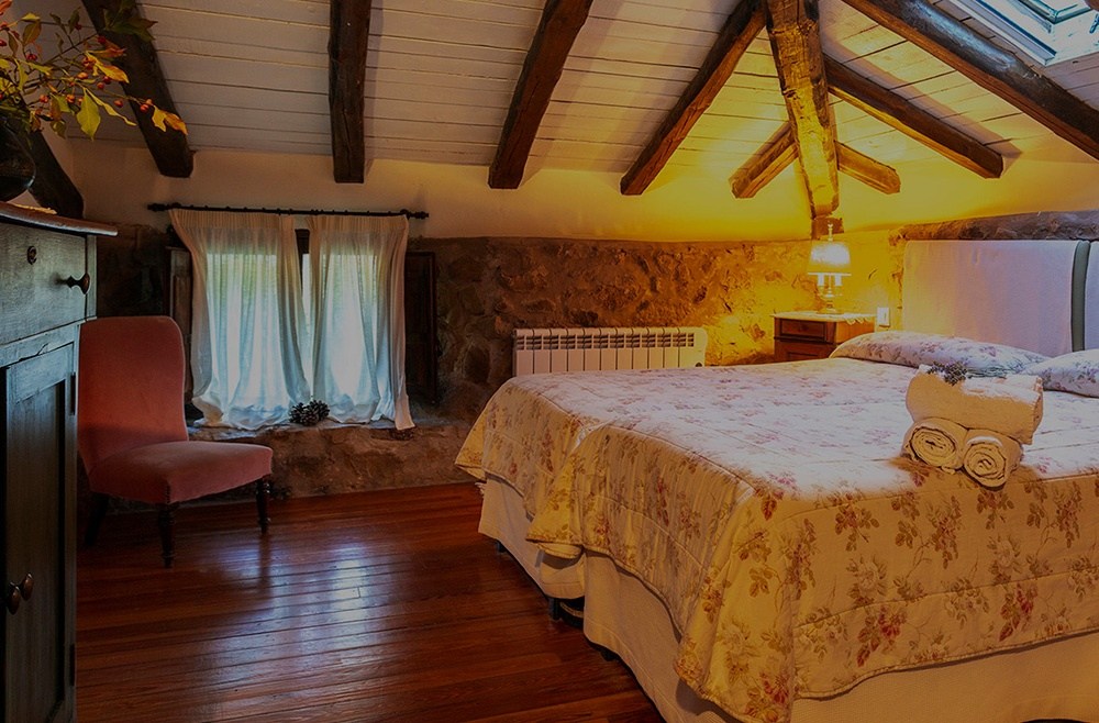 Habitación con vigas vistas de Posada de Urreci