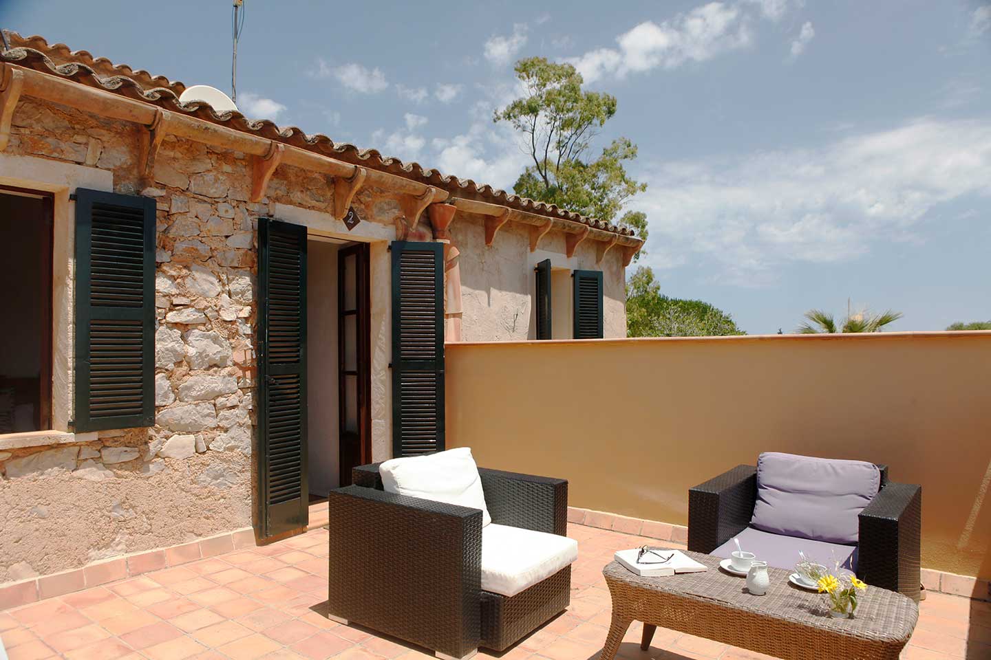 Terraza de una habitación superior de El Encinar