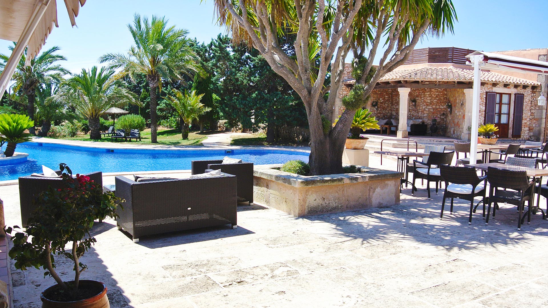 Terraza junto a la piscina