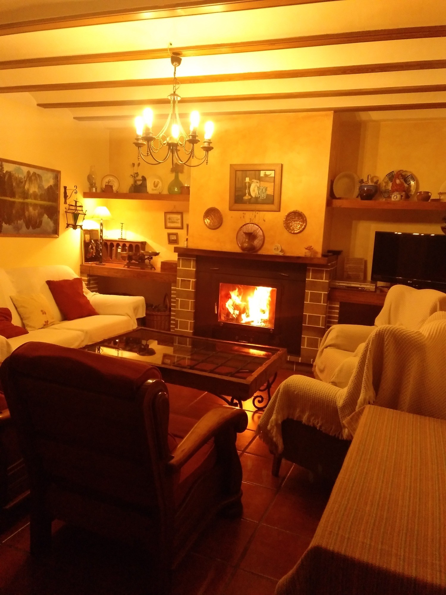 Salón con chimenea