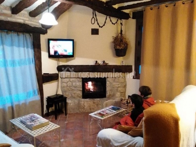 Salón con chimenea · Gaineko Etxea